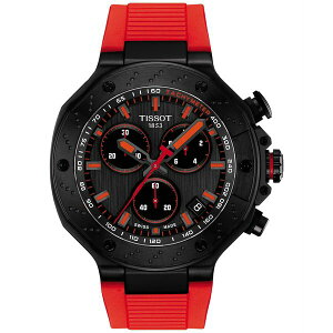 eB\bg Y rv ANZT[ Men's Swiss Chronograph T-Race Red Rubber Strap Watch 45mm Red