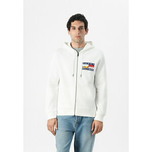 トミー ヒルフィガー メンズ パーカー・スウェットシャツ アウター COLOUR FLAG ZIP THROUGH - Zip-up sweatshirt - white