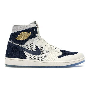 Jordan �W���[�_�� �����Y �X�j�[�J�[ �yJordan 1 Retro High Flyknit Derek Jeter RE2PECT�z �T�C�Y US_10(28.0cm) Sail/Metallic Gold-Midnight Navy