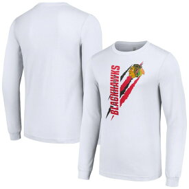 スターター メンズ Tシャツ トップス Chicago Blackhawks Starter Color Scratch LongSleeve TShirt White