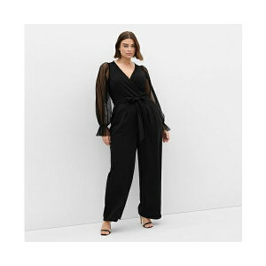 VeB[VbN fB[X s[X gbvX Women's Plus Size Alannah Mesh Sleeve Jumpsuit Black
