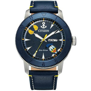 V`Y fB[X rv ANZT[ Donald Duck Blue Leather Strap Watch 44mm Blue