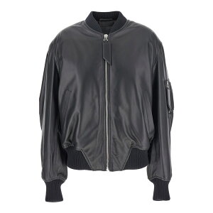 W AeBR fB[X WPbgu] AE^[ Black Bomber Jacket With Zip Closure In Leather Woman Black