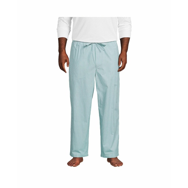 ランズエンド メンズ カジュアルパンツ ボトムス Men's Big Poplin Pajama Pants Teal shadow aqua stripe