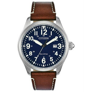 V`Y fB[X rv ANZT[ Eco-Drive Men's Chandler Brown Leather Strap Watch 42mm Brown