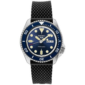 ZCR[ fB[X rv ANZT[ Men's Automatic 5 Sports Black Silicone Strap Watch 43mm Blue