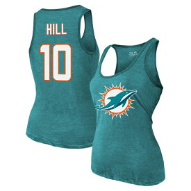 マジェスティックスレッズ レディース Tシャツ トップス Tyreek Hill Miami Dolphins Majestic Threads Women's Name & Number TriBlend Tank Top Aqua