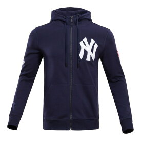 プロスタンダード メンズ パーカー・スウェットシャツ アウター New York Yankees Pro Standard Classic Chenille Double Knit FullZip Hoodie Navy