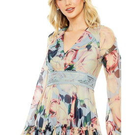 マックダガル レディース ワンピース トップス Women's Floral Puff Sleeve Dress With Embroidered Waist Blue multi