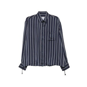 �G���V�[23 �����Y �V���c �g�b�v�X Striped drawstring-hem shirt Blue