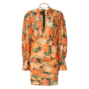�s���R ���f�B�[�X �����s�[�X �g�b�v�X Floral v-neck mini dress Orange