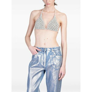 �q�{�E���} ���f�B�[�X �J�b�g�\�[ �g�b�v�X Rhinestone-embellished top Silver
