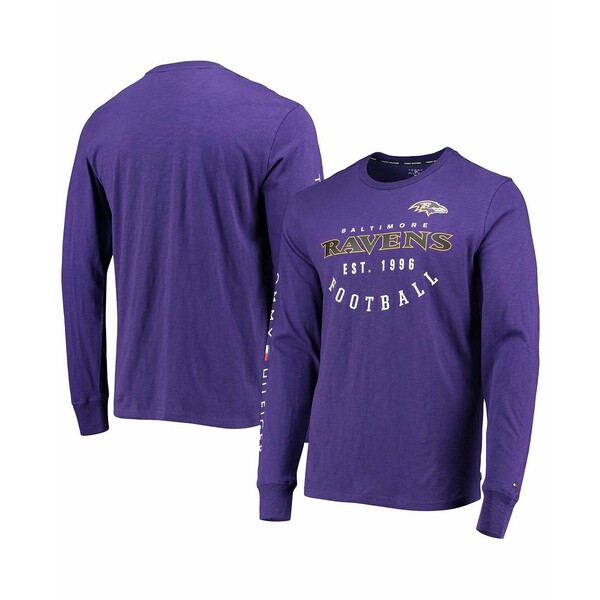トミー ヒルフィガー メンズ Tシャツ トップス Men´s Purple Baltimore Ravens Peter Long Sleeve T-shirt Purple