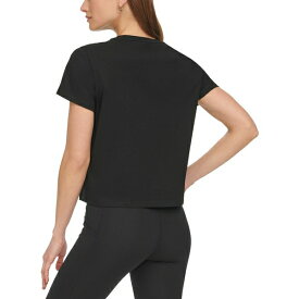 ダナ キャラン ニューヨーク レディース Tシャツ トップス Women's Cotton Crewneck Puff-Logo Cropped T-Shirt Black