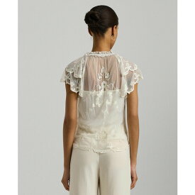 ラルフローレン レディース カットソー トップス Women's Embroidered Ruffled Top White