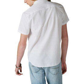 ラッキーブランド メンズ シャツ トップス Men's Solid Seersucker Short Sleeves Work Wear Shirt White
