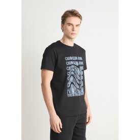 カルバンクライン メンズ Tシャツ トップス INSTITUTIONAL WARP TEE - Print T-shirt - black