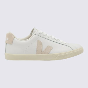 ヴェジャ レディース スニーカー シューズ White And Pink Leather Logo Patch Sneakers Bianco