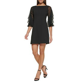 トミー ヒルフィガー レディース ワンピース トップス Women's Flutter-Sleeve Sheath Dress Black