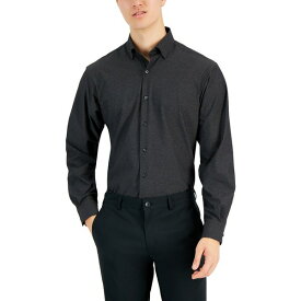 アルファニ メンズ シャツ トップス Men's Regular Fit Travel Ready Solid Dress Shirt, Created for Macy's Deep Black