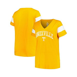 vtB[ fB[X Jbg\[ gbvX Women's Heather Tennessee Orange Tennessee Volunteers Plus Size Arched City Sleeve Stripe V-Neck T-shirt Heather Tennessee Orange