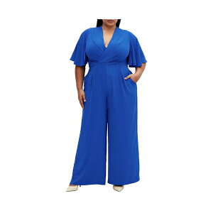 VeB[VbN fB[X s[X gbvX Plus Size Braelynn Jumpsuit Cerulean