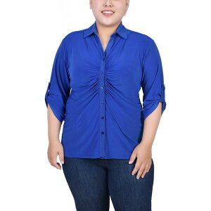 j[[NRNV fB[X Jbg\[ gbvX Plus Size 3/4 Roll Tab Rouched-Front Top Surf The Web