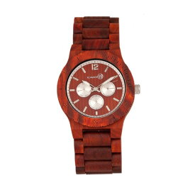 アースウッド メンズ 腕時計 アクセサリー Bonsai Wood Bracelet Watch W/Day/Date Red 45Mm Red