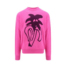 パーム・エンジェルス メンズ ニット&セーター アウター Fuchsia jimmy Intarsia Jumper With Logo Drawing In Wool Blend Man Pink