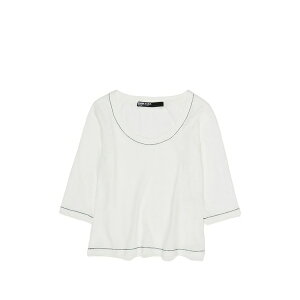 �r���o �C ���[�� ���f�B�[�X T�V���c �g�b�v�X Three-quarter-sleeve round-neck top Neutrals