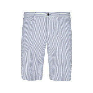 PT�g���m �����Y �J�W���A���p���c �{�g���X Button-fastening striped cotton shorts Blue