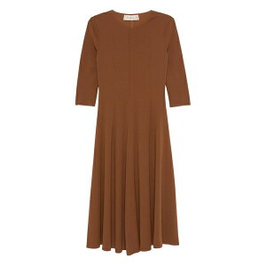 �u�����J ���B�[�^ ���f�B�[�X �����s�[�X �g�b�v�X Asia three-quarter sleeve flared dress Brown
