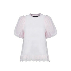 �V���[�l�E���V�� ���f�B�[�X T�V���c �g�b�v�X Puff-sleeve lace t-shirt Pink