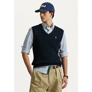 t[ Y jbg&Z[^[ AE^[ CABLE-KNIT COTTON SLEEVELESS JUMPER - Jumper - hunter navy