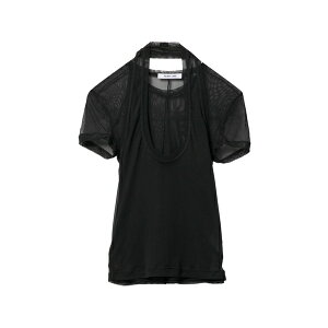 �w�����[�g �����O ���f�B�[�X T�V���c �g�b�v�X See-through short-sleeve top Black