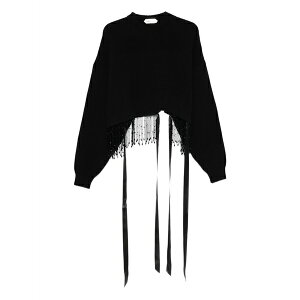 �A���x���^ �t�F���b�e�B ���f�B�[�X �j�b�g&�Z�[�^�[ �A�E�^�[ Beaded-fringe ribbon-detail sweater Black