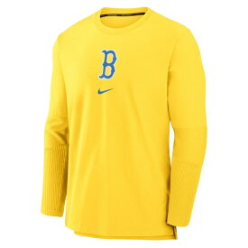 ナイキ メンズ Tシャツ トップス Boston Red Sox Nike Authentic Collection City Connect Player TriBlend Performance Pullover Jacket Gold