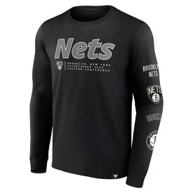 ファナティクス メンズ Tシャツ トップス Brooklyn Nets Fanatics Branded Baseline Long Sleeve TShirt Black