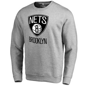 ファナティクス メンズ パーカー・スウェットシャツ アウター Brooklyn Nets Fanatics Branded Primary Logo Sweatshirt Heathered Gray
