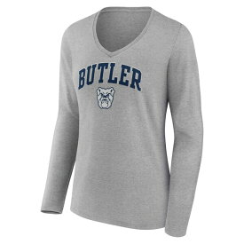 ファナティクス レディース Tシャツ トップス Butler Bulldogs Fanatics Branded Women's Campus Long Sleeve VNeck TShirt Gray
