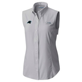 コロンビア レディース Tシャツ トップス Carolina Panthers Columbia Women's PFG Tamiami OmniShade Sleeveless ButtonUp Shirt Gray