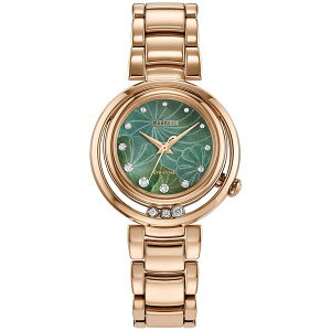 V`Y fB[X uXbgEoOEANbg ANZT[ Eco-Drive Women's Arcly Diamond (1/10 ct. t.w.) Rose Gold-Tone Stainless Steel Bracelet Watch 30mm Rose Gold-tone
