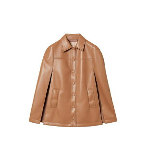�c�C���Z�b�g ���f�B�[�X �W���P�b�g���u���]�� �A�E�^�[ Button faux-leather cape jacket Brown