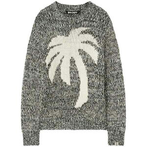 �p�[���E�G���W�F���X �����Y �j�b�g&�Z�[�^�[ �A�E�^�[ Palm m??lange-effect jumper Grey