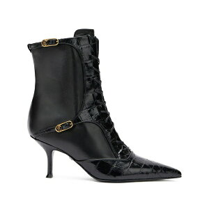 ���x���g�J���@�� ���f�B�[�X �u�[�c �V���[�Y Lace-up crocodile-effect ankle boots Black