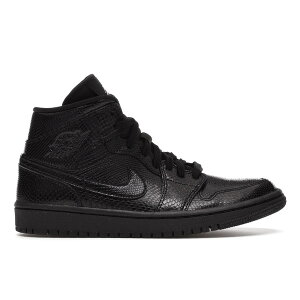 Jordan �W���[�_�� ���f�B�[�X �X�j�[�J�[ �yJordan 1 Mid Black Snakeskin (Women's)�z �T�C�Y US_6(23.0cm) Black/White/Black