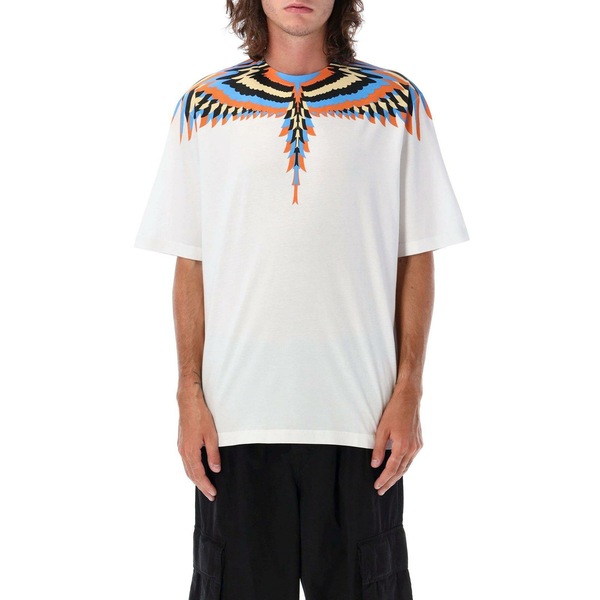 マルセロバーロン メンズ Tシャツ トップス Optical Wings-printed Crewneck T-shirt White Salmのサムネイル