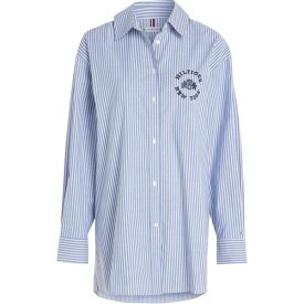 【送料無料】 トミー ヒルフィガー レディース シャツ トップス HERITAGE LOGO STRIPE SHIRT LS Wwc Blue Stp