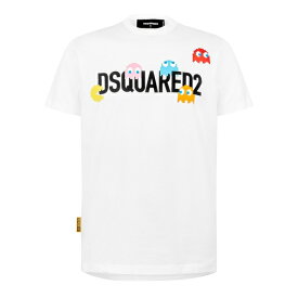 【送料無料】 ディースクエアード メンズ Tシャツ トップス Pac-Man T Shirt White