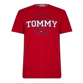 【送料無料】 トミー ヒルフィガー メンズ Tシャツ トップス TS SS CIRCULAR TEE Red XXL Red
